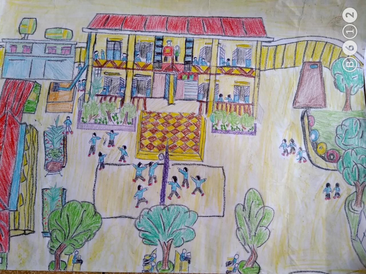 Tranh vẽ ngôi trường của em  Trường Tiểu học Thủ Lệ